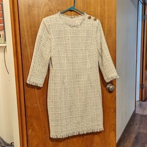 Harper Rose Tweed Shift Dress Cream Size 12